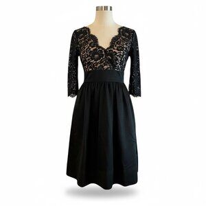 Eliza J Black Lace Bodice Fit&Flare Dress Size 4 Cocktail Formal Party Pockets